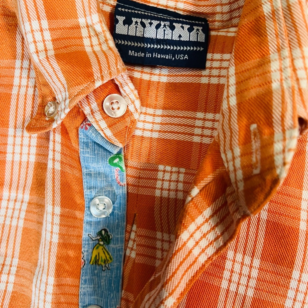 Orange Palaka Pullover Shirt